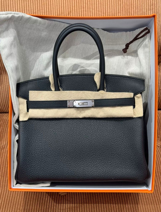 Hermes Birkin 30 Black Togo Leather Palladium Hardware 2024