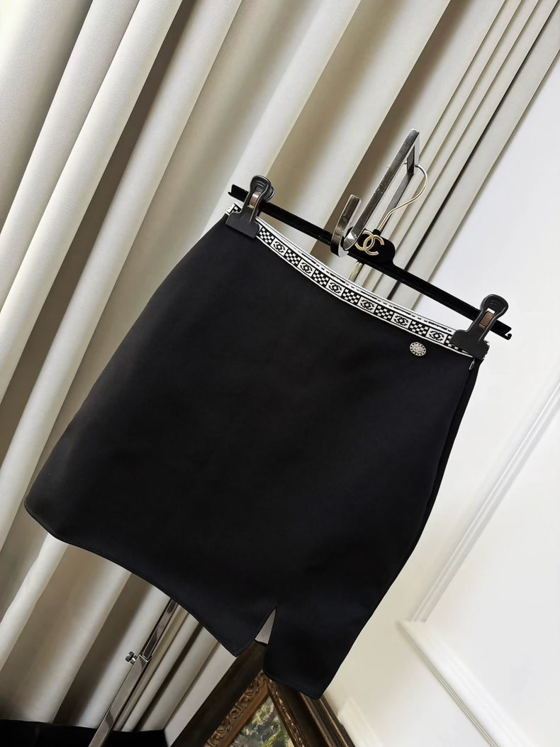 Chanel black midi skirt