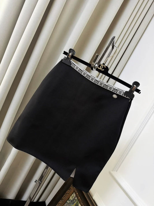 Chanel black midi skirt