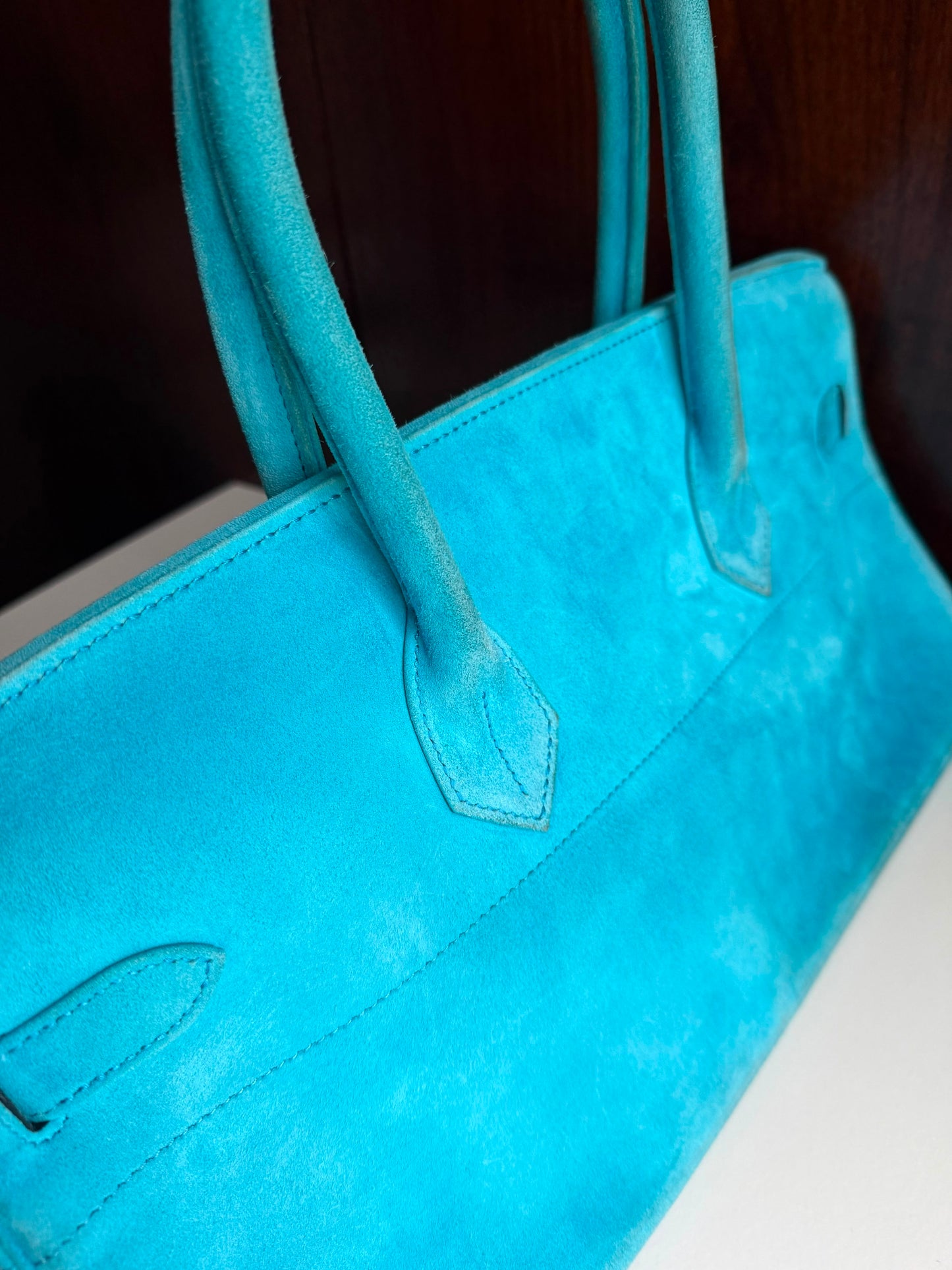 Hermès Birkin Shoulder JPG 42 Blue Turquoise Doblis Suede Leather Palladium Hardware – Ultimate Collector’s Masterpiece