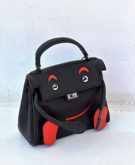 Hermes Kelly doll black/red swift leather palladium hardware
