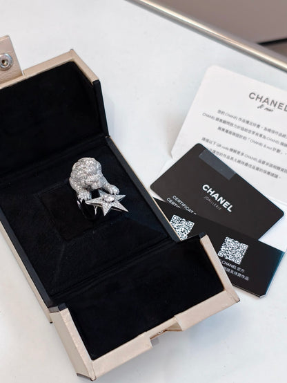 Chanel Lion Head & Star Diamond Ring