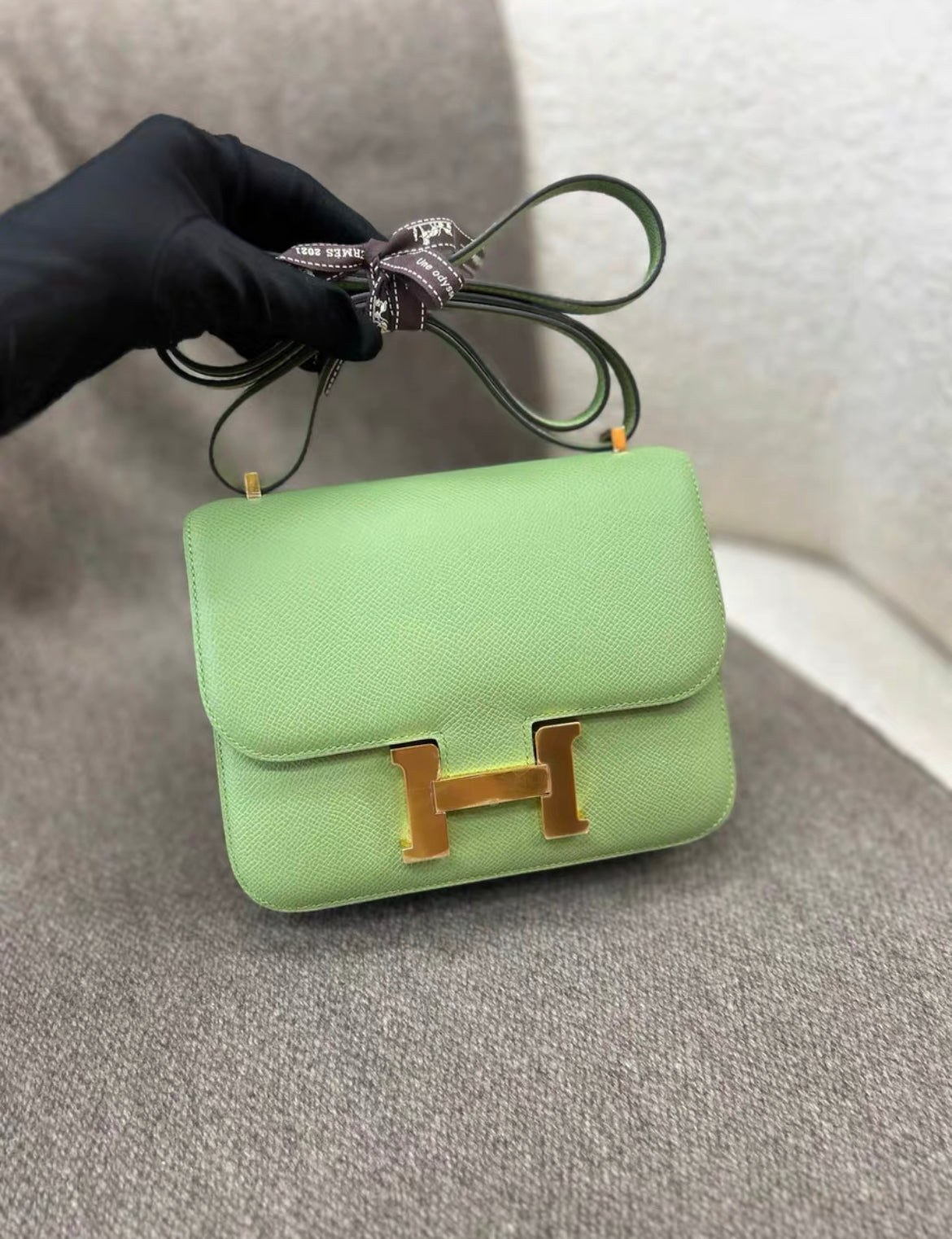 Hermes Constance 19 Vert Criquet Epsom Gold Hardware