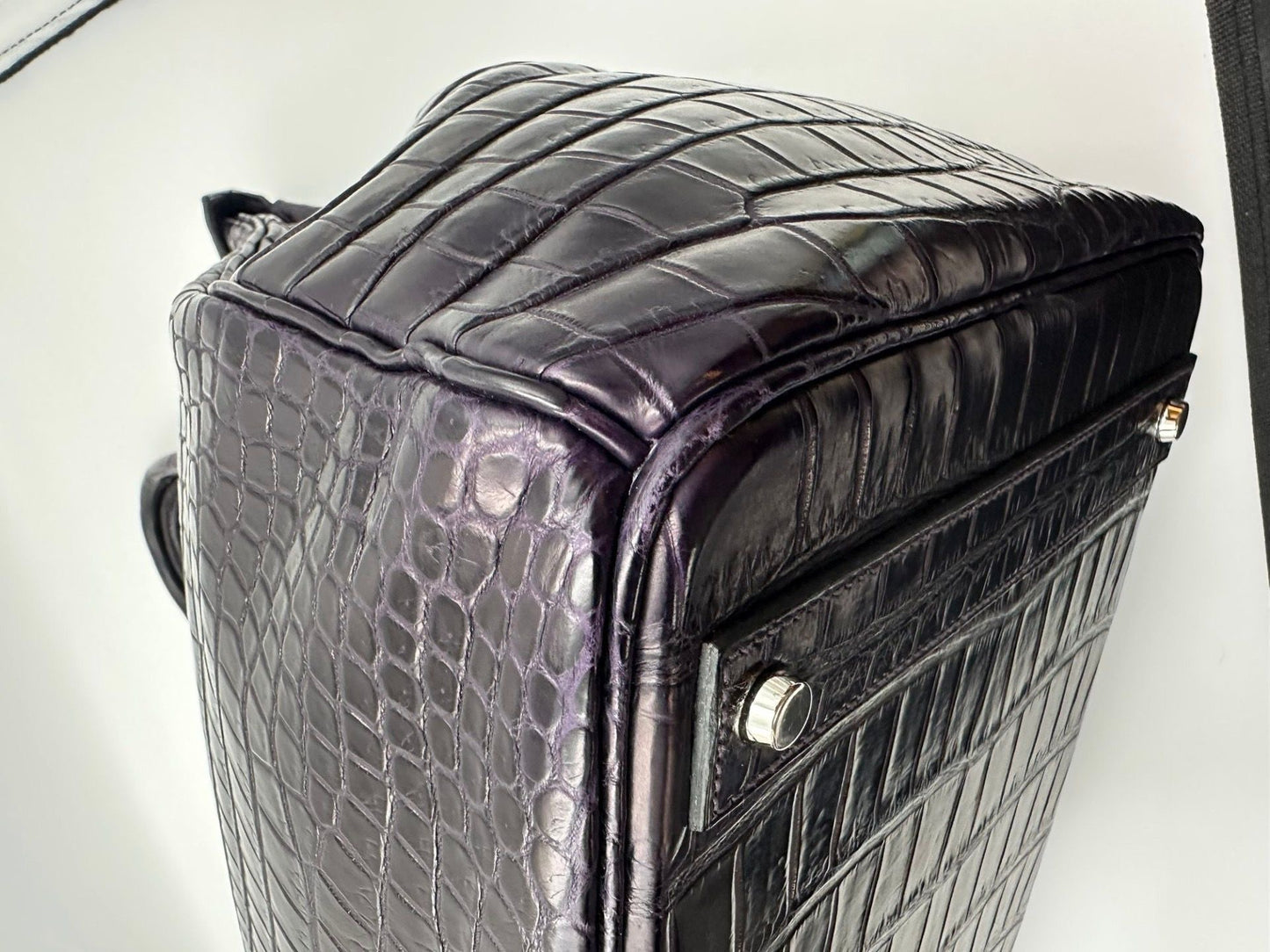 Hermes Birkin HAC 40 Prunoir Matte Crocodile leather palladium hardware