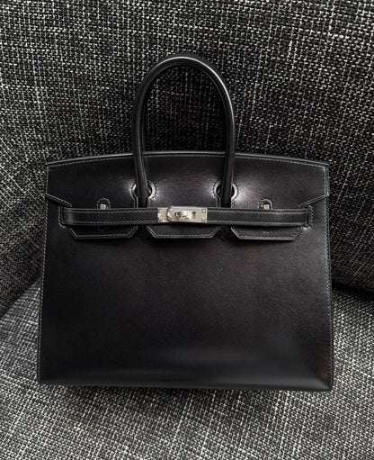 Hermes Birkin 25 black box sellier palladium hardware
