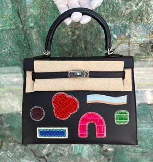 Limited edition Hermes Kelly 25 Broderie palladium hardware