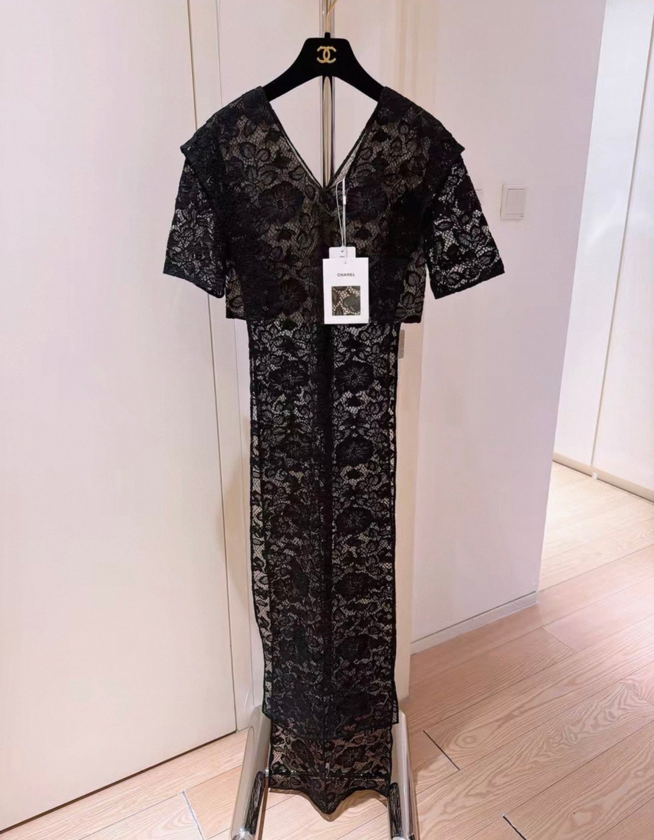 Chanel 23A Black Lace Cover-Up Dress
