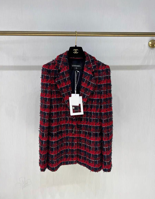 Chanel 24S red tweed jacket brand new with tags size 36