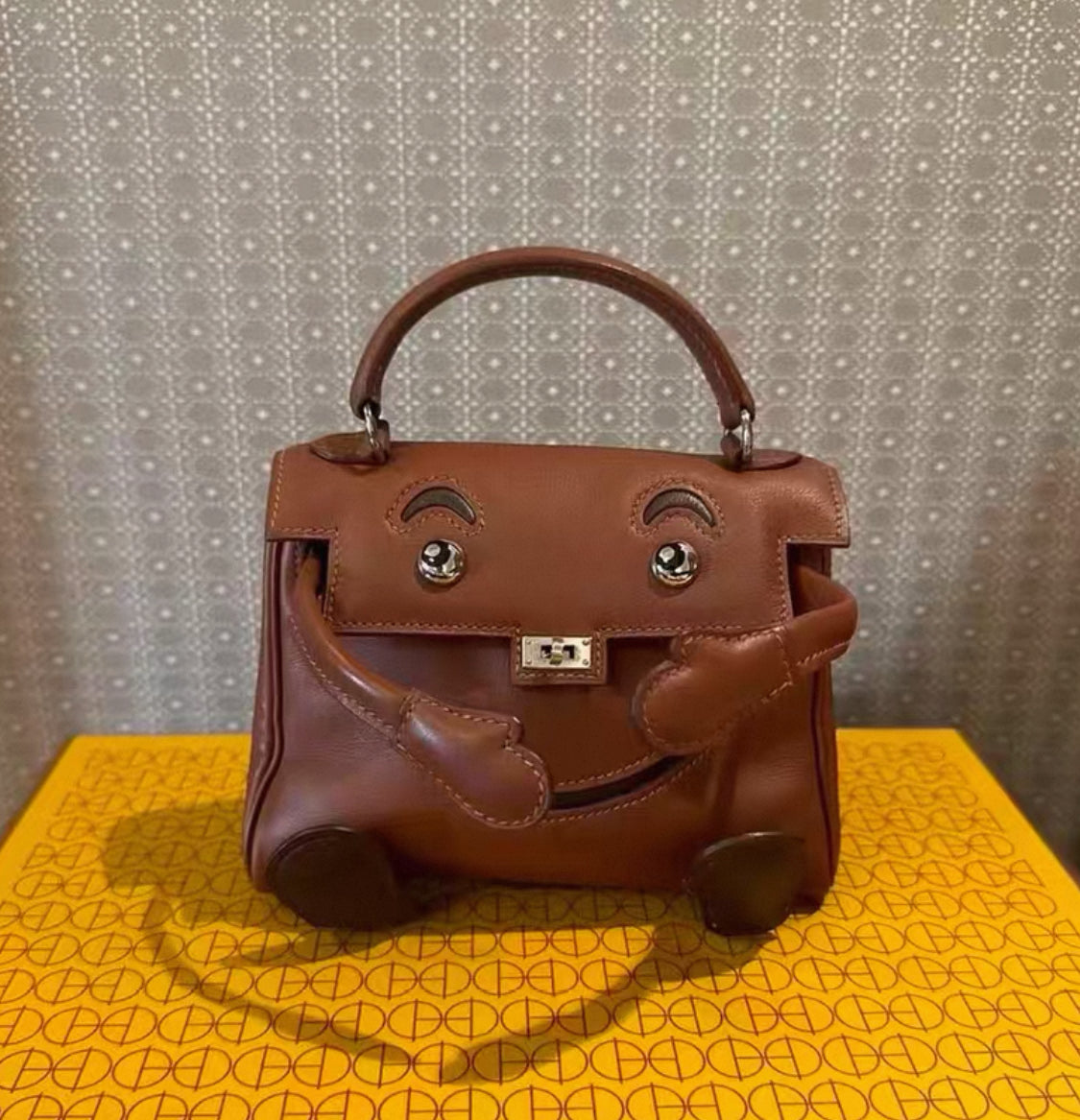 Rare Hermès Kelly doll Brown Gold Saddle leather palladium hardware