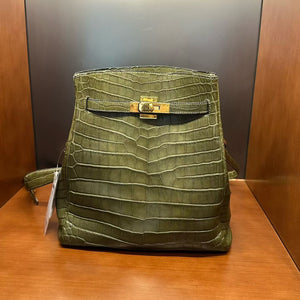 Hermès Kelly sport matte Green Crocodile gold hardware