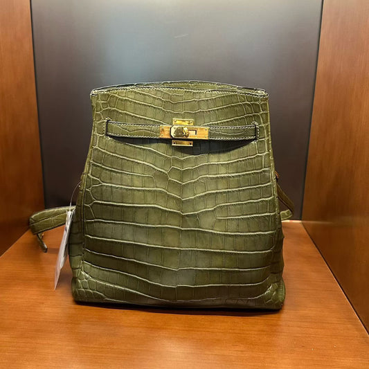 Hermès Kelly sport matte Green Crocodile gold hardware