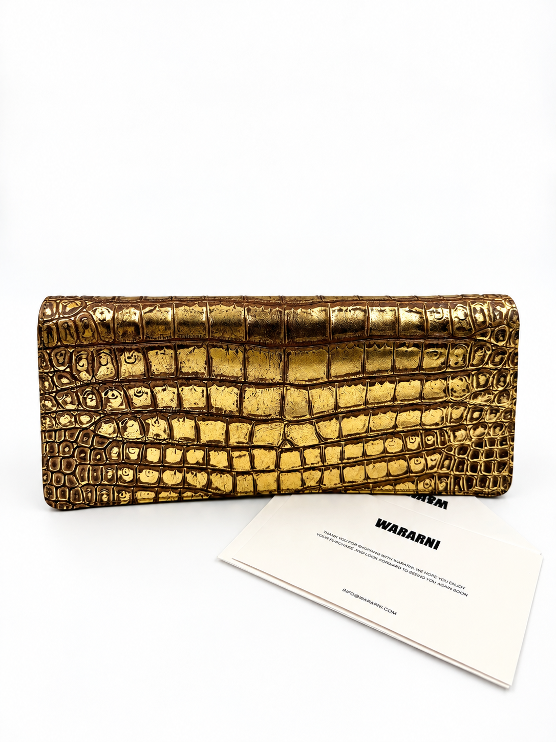 Chanel 19A Gold Crocodile Embossed Paris-New York Coco Scarab Ancient Egyptian Clutch Gold Hardware