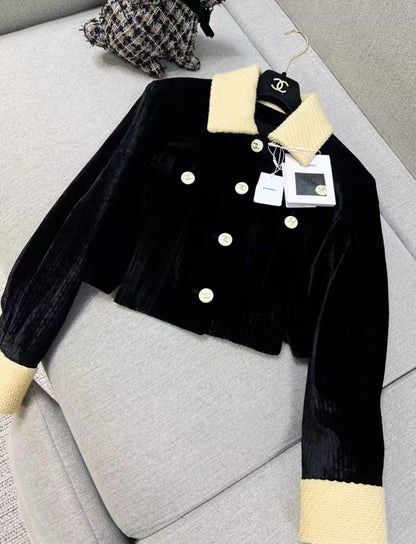 Chanel 22B Black & Yellow velvet jacket