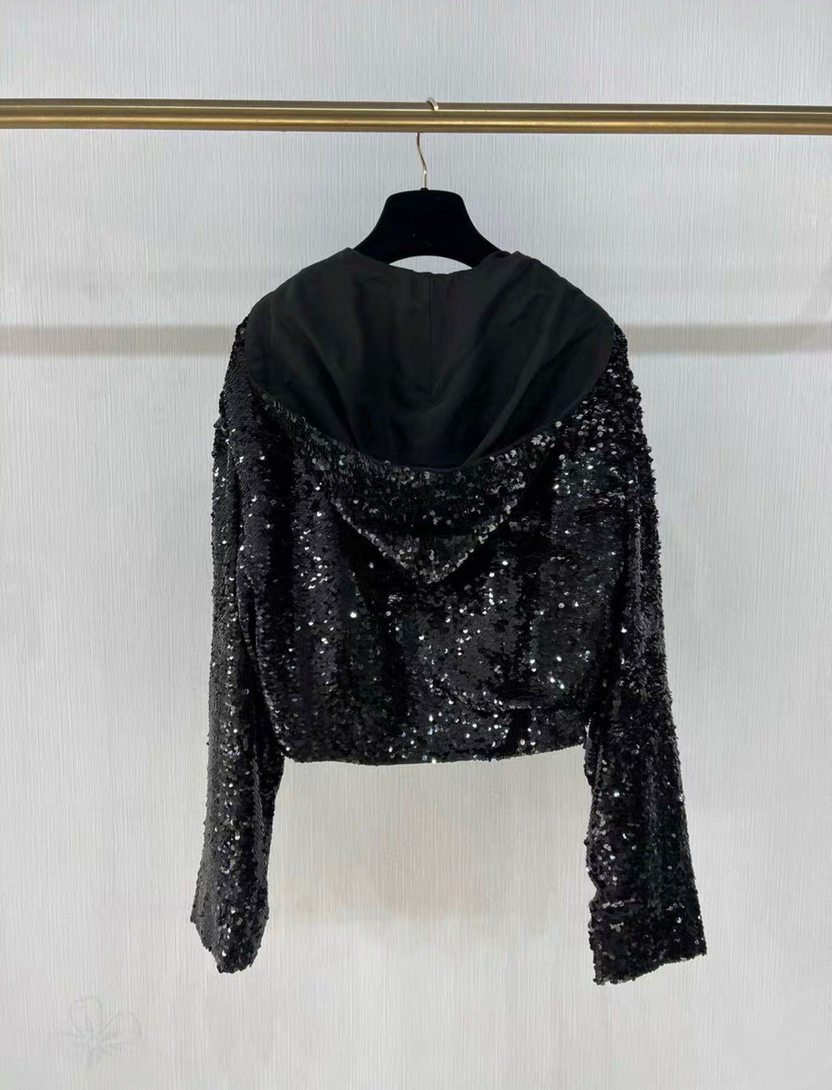 PRADA SEQUIN-EMBELLISHED CHIFFON HOODIE Size 36