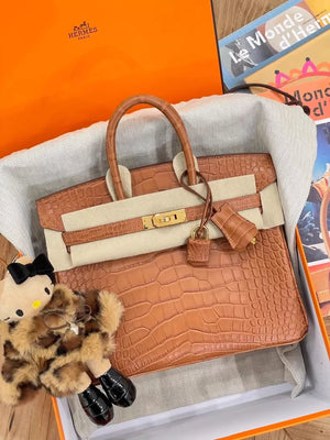Hermès Birkin 25 gold matte crocodile leather gold hardware