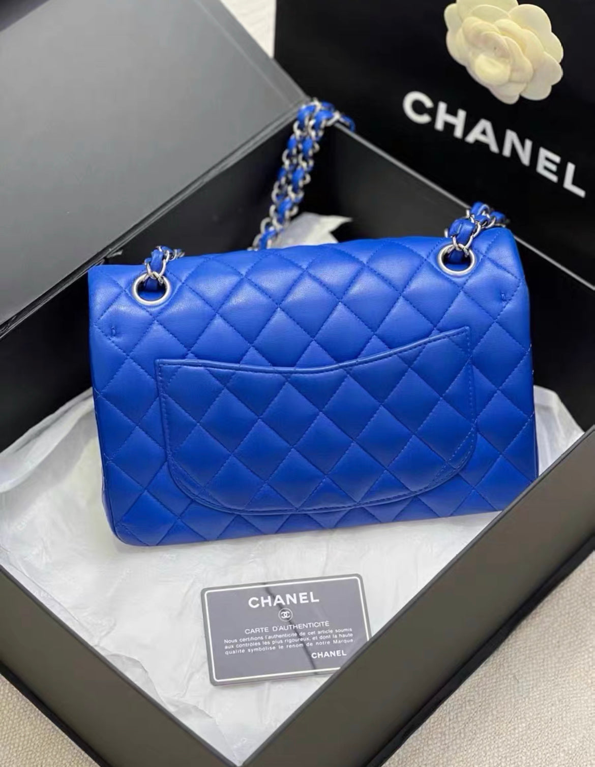 Chanel Electric Blue Medium Lambskin Double Flap Bag