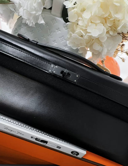 Hermes Kelly cut So Black Box Leather