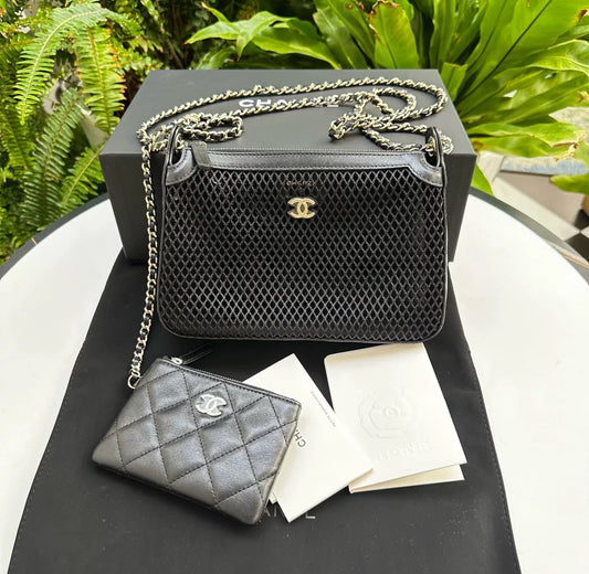 Chanel 25S Black Mesh Bag