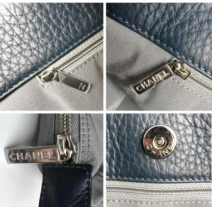 Chanel Navy Blue Caviar Leather Cerf Executive Shopper Classic Tote Bag SHW