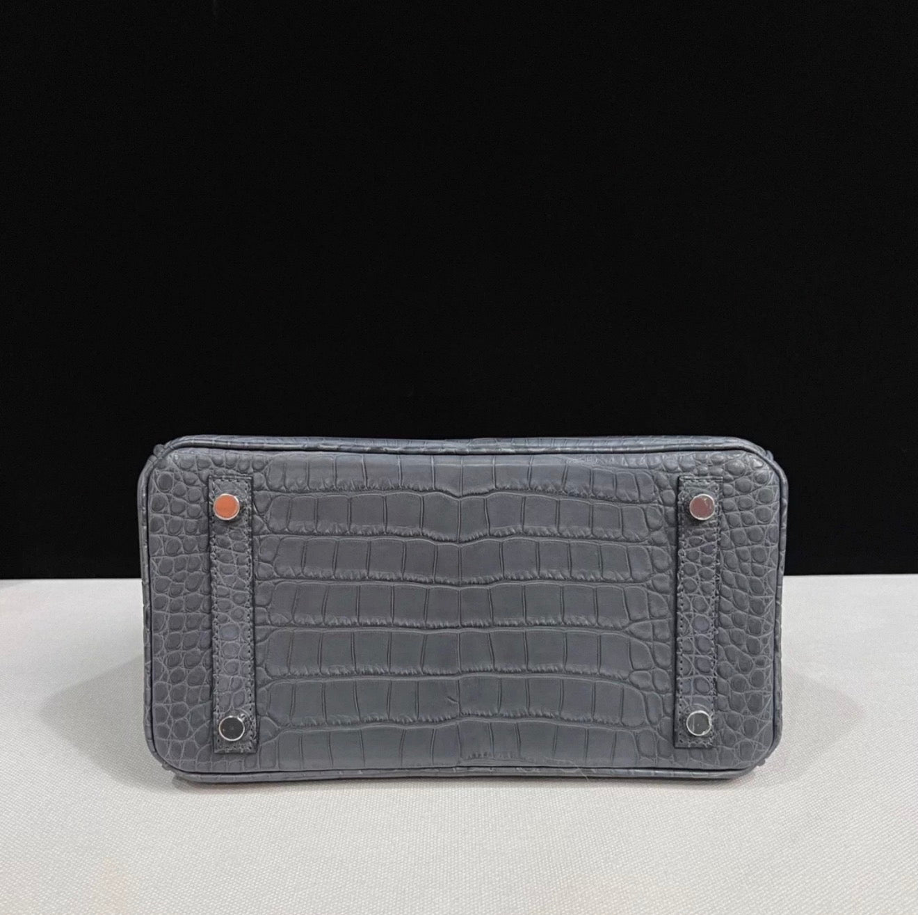 Hermès Birkin 25 grey Gris misty matte crocodile leather palladium hardware