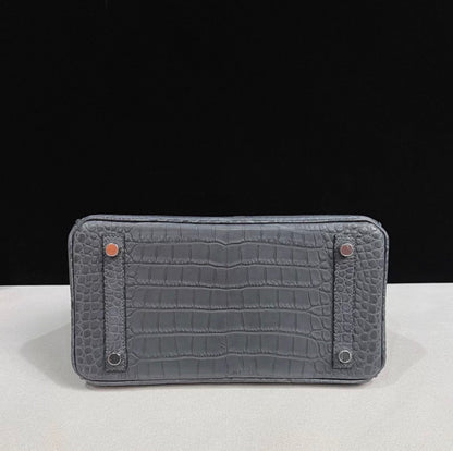 Hermès Birkin 25 grey Gris misty matte crocodile leather palladium hardware