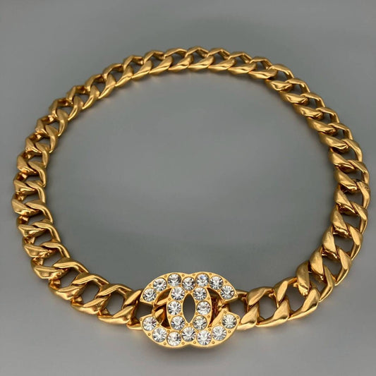 Rare Chanel 1995  Crystal CC Chunky Chain Belt