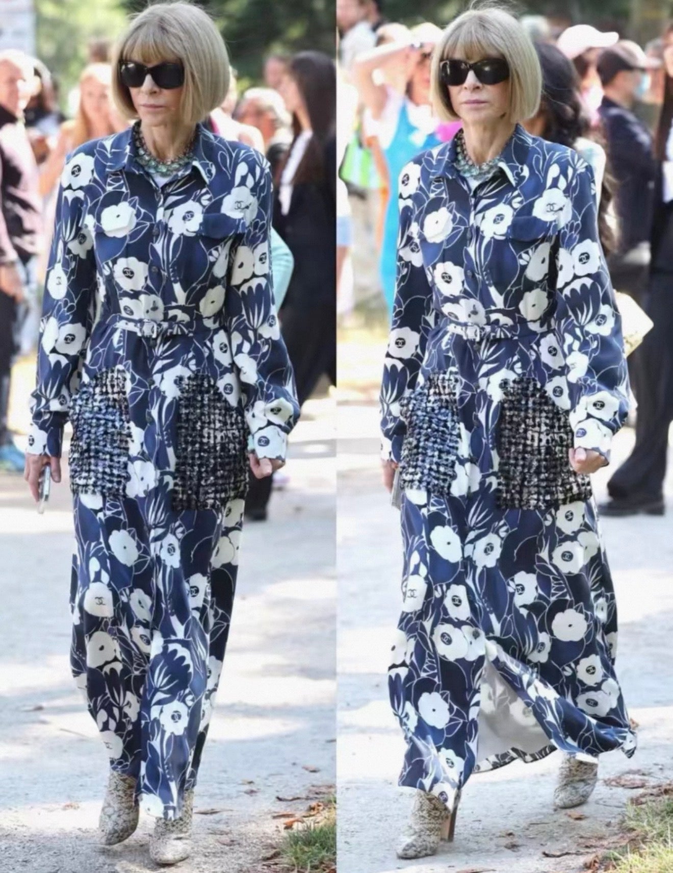 Chanel 22B Blue Silk Camellia Sequined Maxi Dress – Wararni.com