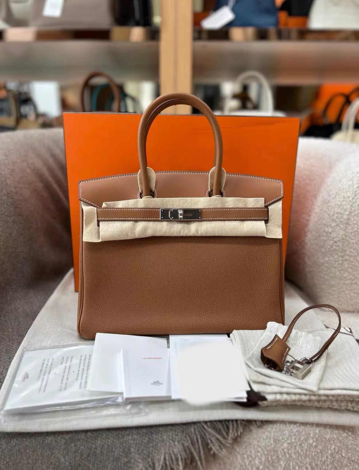 Hermès 3 En 1 Birkin 30 Gold Togo and Swift Palladium Hardware