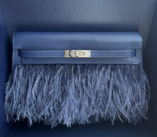 Hermès Kelly elan folie Bleu sapphir palladium hardware