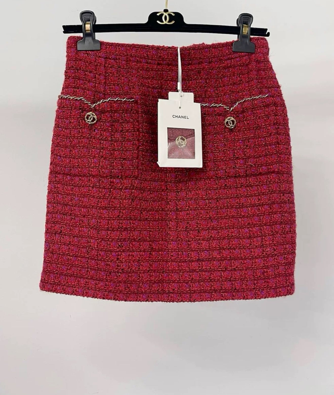 Chanel 23B Red Tweed Skirt size 36