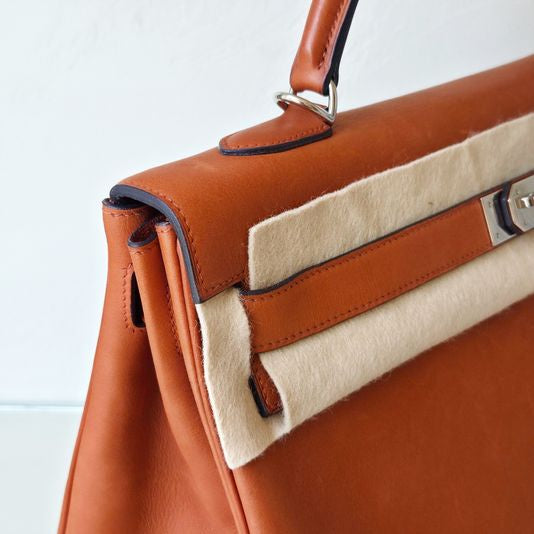 Hermès kelly 40 Taurillon Saddle Fauve Leather Palladium Hardware