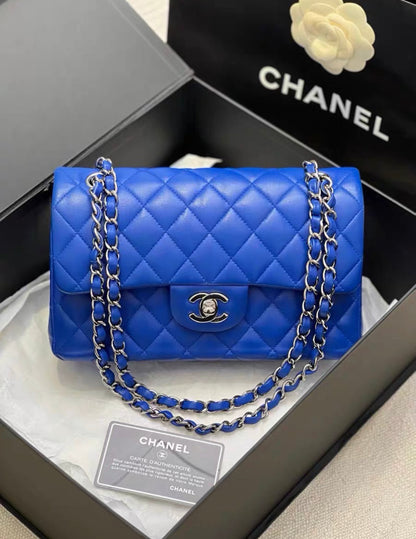 Chanel Electric Blue Medium Lambskin Double Flap Bag