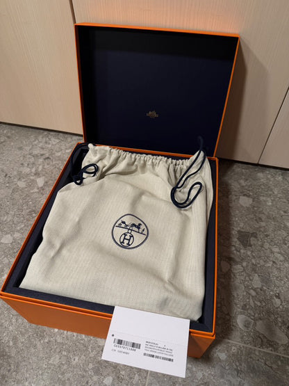 Hermès Kelly 28 Sellier Sesame/Etoupe/Bleu Indigo Veau Epsom Laiton Palladium Hardware
