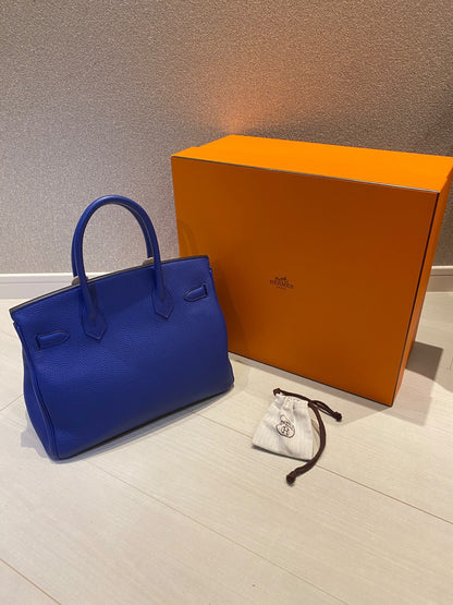 Hermès Birkin 30 Blue Electric Togo Leather Palladium Hardware