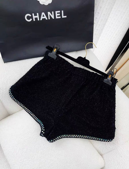 Chanel 24C Black Shorts with Crystals size 34