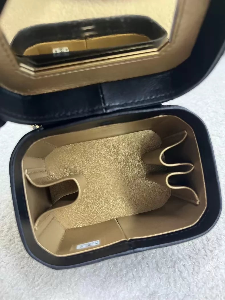 Chanel 23B black and gold mini square lipstick bag