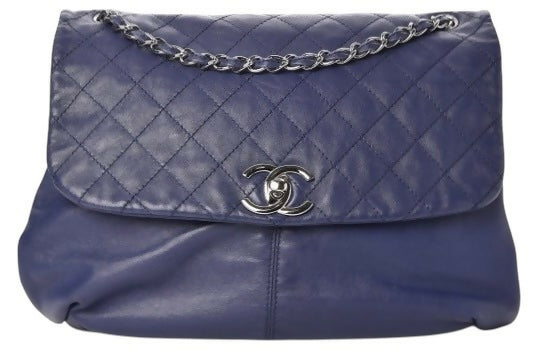Chanel 13C Blue Lambskin Quilted Large Trianon Messenger Flap Handbag