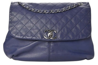 Chanel 13C Blue Lambskin Quilted Large Trianon Messenger Flap Handbag