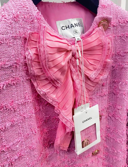 Chanel 23c Pink bow Woven jacket size 34