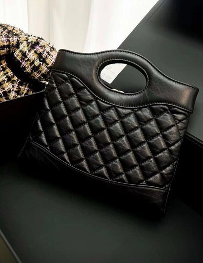 CHANEL Aged Calfskin Quilted Mini 31 Shopping Bag Black