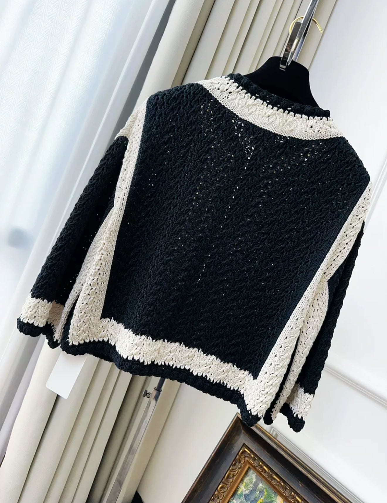 Chanel 22C Black and White Cardigan