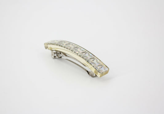 Chanel Vintage 97P Resin Iridescent Resin Seven Silver-Tone CC Logos Hair Clip