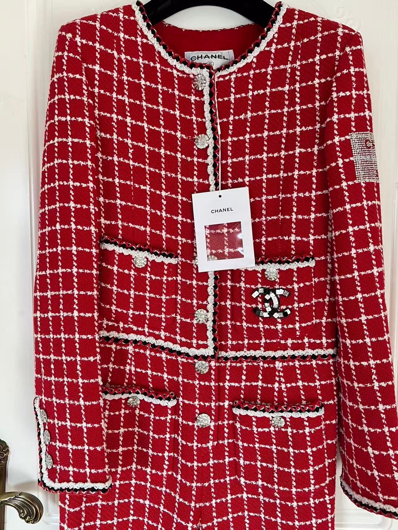 Chanel 23C Red tweed jumpsuit