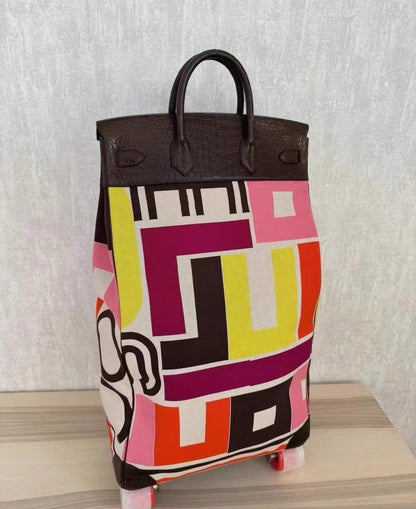 Hermès Petite H Birkin 40 Roller Toile Ebony Matte Crocodile Leather Palladium Hardware