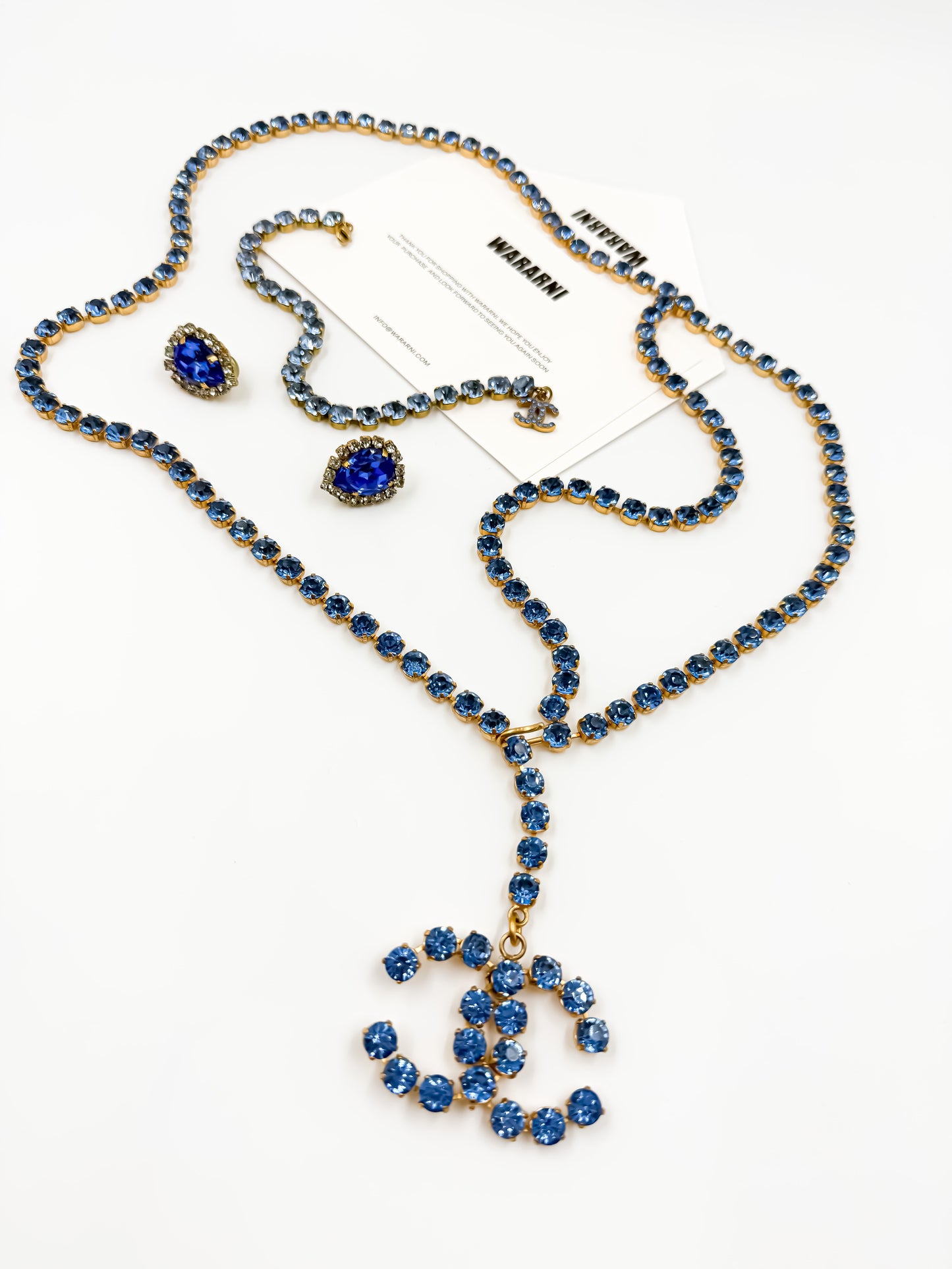 Chanel 1995P Barbie Collection Vintage Blue Crystal Rhinestone Anklet