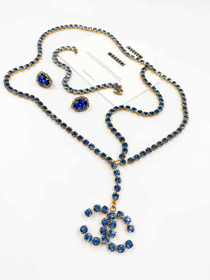 Chanel 1995P Barbie Collection Vintage Blue Crystal Rhinestone Anklet