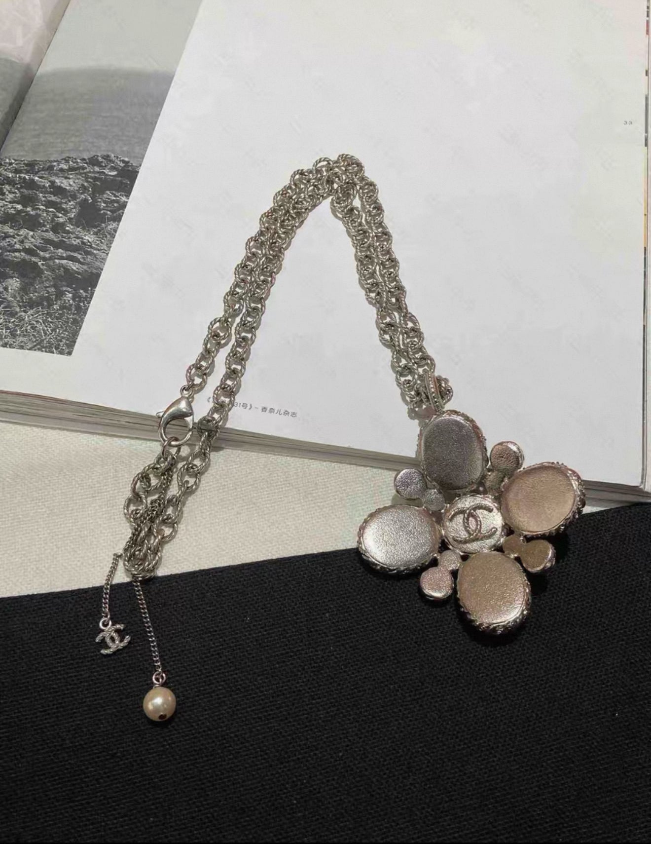 Chanel 2013 Blue/Silver Cross pendant necklace