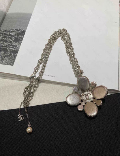 Chanel 2013 Blue/Silver Cross pendant necklace