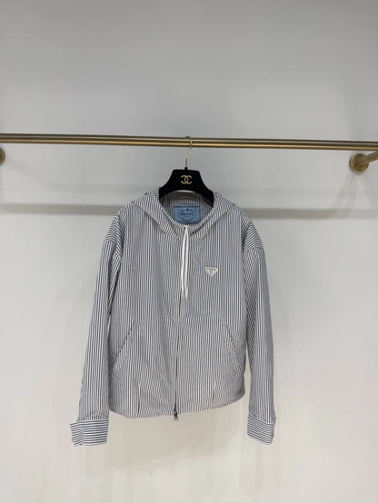 Prada Spring/Summer 2025 Hooded Striped Jacket with Triangle Logo
