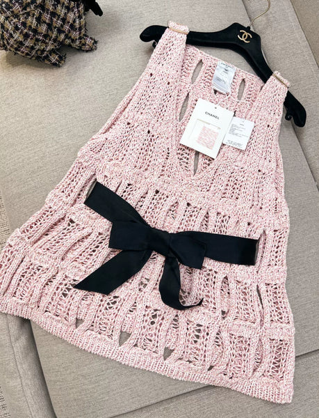 Chanel 25S pink bow knitted top – Wararni.com